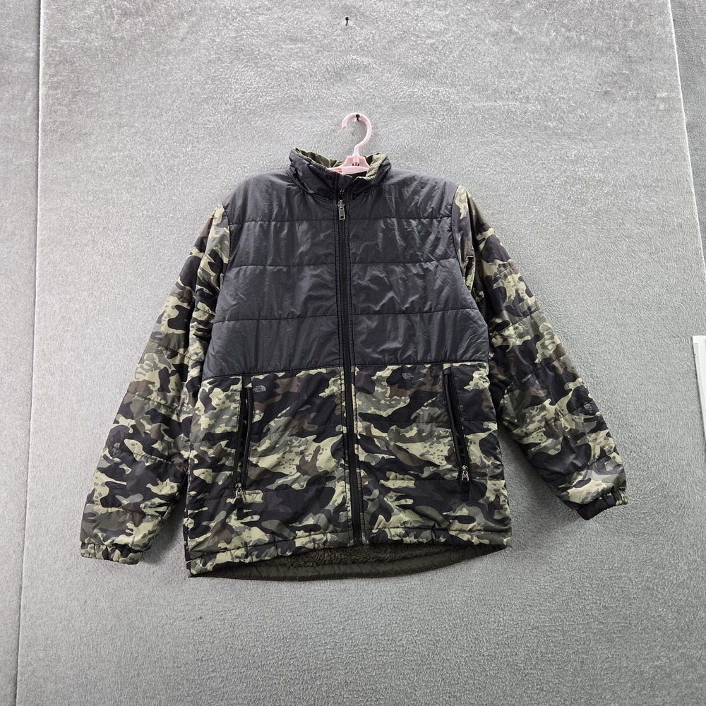 The North Face Boys Jacket XXL (18/20) Green Embroidered Camouflage READ